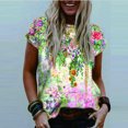 thumbnail image 1 of Pntutb Moda Casual Manga Corta Impreso O-Cuello Blusa Camiseta Suelta Señoras tops Pntutb Pntutb-4881, 1 of 3