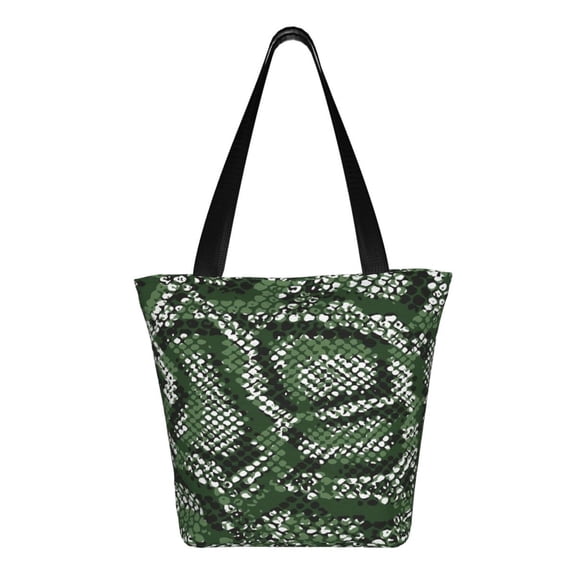 Ratiio Green Snakeskin Print Shoulder Bag for Women, Polyester Crossbody Purse Lightweight Handbag for Daily Travel and Casual Use