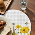 thumbnail image 4 of Round Placemats Set of 4 Yellow Floral Place Mats Washable Woven Placemat Flower Bees Grey Buffalo Plaid Circle Braided Table Mat for Kitchen Dining Table Party Home Decor 15 Inch, 4 of 8