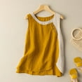 thumbnail image 2 of Tank Tops For Women Sleeveless Button Down Shirt Cotton Linen Loose Fit Casual Color Block Summer Tank Tops Plus Size Crew Neck Tees Camisole Tops For Women, 2 of 3