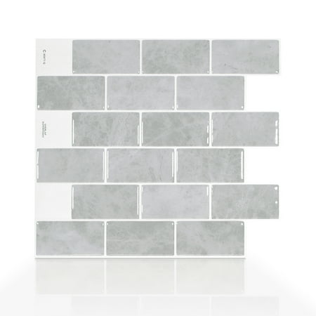 Boxes Porcelain Mosaic Tiles - Smart Tiles 10.95 in x 9.70 in Peel and Stick Self-Adhesive Mosaic Backsplash Wall Tile - Subway Fondi (each)