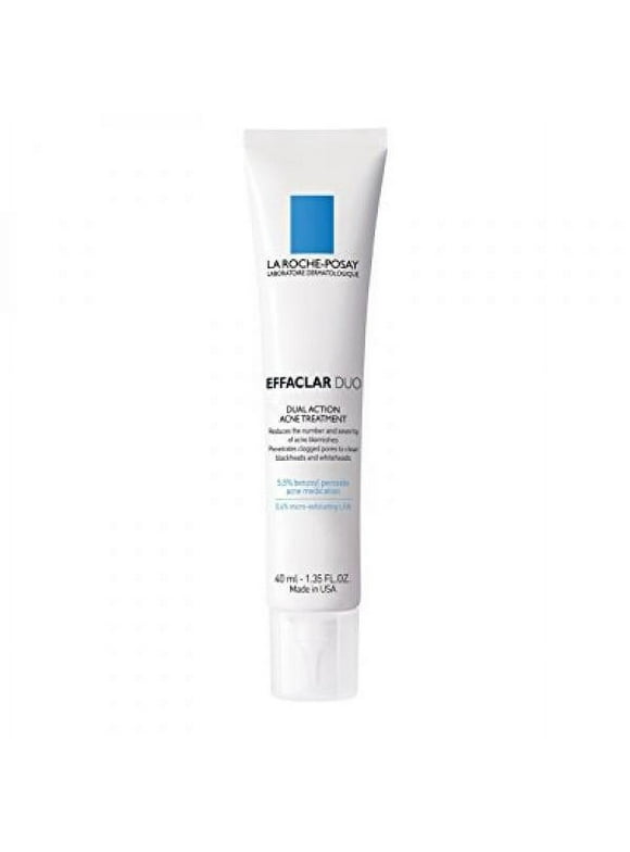 La Roche-Posay Effaclar Duo Dual Action Acne Treatment Cream with Benzoyl Peroxide, Oil-Free, 1.35 Fl. Oz.