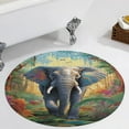 thumbnail image 4 of Colorful Elephant Flower Round Rugs -Washable Non-Slip Small Round Area Rug Throw Soft Circle Rugs for Bedroom, Modern Print Indoor Carpet for Entryway Sofa Living Room, 4 of 7
