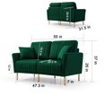 thumbnail image 5 of 2-Seater Velvet Green Sofa with Channel-Tufted Back Design, Removable Seat Cushions & 2 Throw Pillows for Modern Living Rooms, 5 of 8