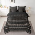 thumbnail image 2 of Manfei Vintage Geometric Lines Bedding Comforter Set 7-Piece,Geometry Aesthetic Art King Bedding Sets,Black Brown Bed Sheets,Breathable Bedroom Decor Reversible, 2 of 7