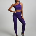 thumbnail image 4 of Workout Sets for Women 2 Piece Seamless High Waisted Leggings with Sleeveless Crop Tops Exercise Sport Outfits Purple, 4 of 4