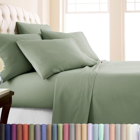Southshore Fine Linens Bed Sheet Set 6 Piece Extra Soft Brushed Microfiber Deep Pocket Sheet Set with 2 Pillowcases Fits Mattresses up to 16 inch Twin XL Dark Green