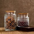 thumbnail image 4 of fafa-Glass Food Storage Jars Vintage Kitchen Containers Embossed Cereal Canisters Decorative Airtight Jars with Bamboo Lid for Tea,Nuts,Cookies,Coffee,Candy,Set of 3(60 OZ/40 OZ/20 OZ) (Round), 4 of 4