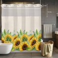 thumbnail image 3 of Summer Sunflower No Hook Shower Curtain with Snap in Liner Country Vintage Farm Yellow Flower Green Leaf Linen Waterproof Bathroom Shower Curtain with See Through Top Window for Bathtub 72" x 72", 3 of 9