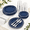 Blue and Silver-25, variant on Clear and Black 50 Count Disposable Party Supply Dinnerware Set