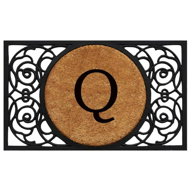 Calloway Mills 180032236Q 22 x 36 in. Armada Circle Monogram Rectangular Doormat, Natural & Black - Letter Q