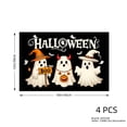 thumbnail image 4 of JOOCAR Halloween Ghosts with Witch Hat and Devil Horns Boo Sign Linen Table Mats Set of 4 for Home Kitchen Table Decor 12x18 inch, 4 of 5