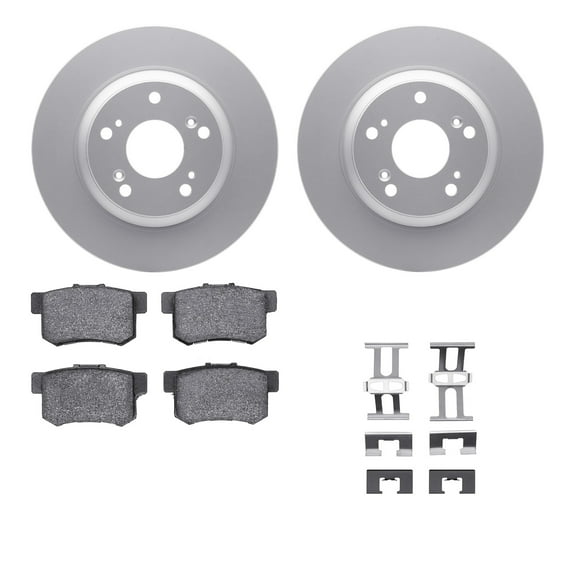 Dynamic Friction Company Rear Geospec Brake Rotors with 5000 Advanced Brake Pads includes Hardware 4512-59124