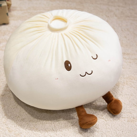 Steamed Bun Plush Toy, Soft Dumpling Stuffed Animal Cushion, Realistic Chinese Food Baozi Pillow, Cute Kawaii Food Plushie for Home Decor, Bedroom Decoration, Novelty Gift