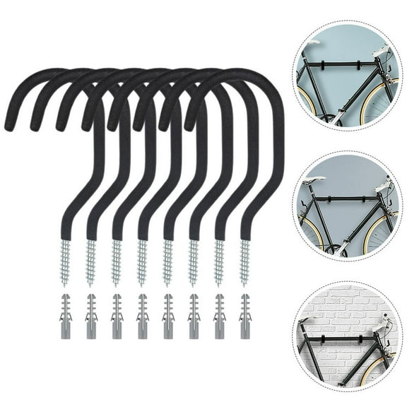 OULII 8Pcs Heavy Duty Wall Mount Bike Hook Made of Carbon Steel for Garage