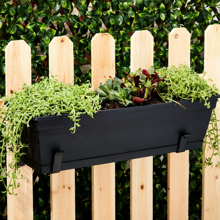4 Pack Window Box Brackets, Flower Box Brackets for Railings, Fence,  Balcony (Black)