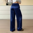 thumbnail image 5 of Fiaer Women Leopard Satin Pajamas Pants High Waisted Trendy Sleepwear Trousers Wide Leg Baggy Casual Comfort Lace up Pjs Slacks Blue L, 5 of 9