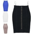 thumbnail image 3 of Yokua Women High Waist Striped Zipper Bandage Knee Length Bodycon Midi Pencil Skirt, 3 of 12