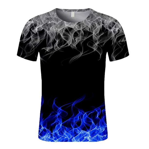 RXIRUCGD Hommes Chemises Hommes à Manches Courtes Imprimé Flamme Col Rond T-shirt Chemisier