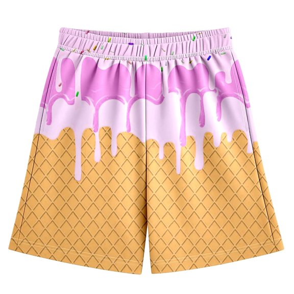 Avtoify Summer Girls Half Shorts Pants Mid Waist Beach Sports Bottoms for Kids Elastic Waist Thin Slim Casual Daily Outer Wear