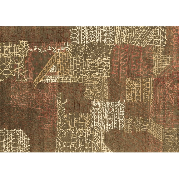 Ahgly Company Indoor Rectangle Patchwork Brown Transitional Area Rugs, 4' x 6'