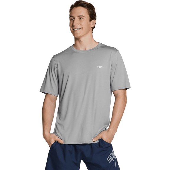 Speedo Men's Rash Guard Swim Shirt - (Gray,  XX-Large)