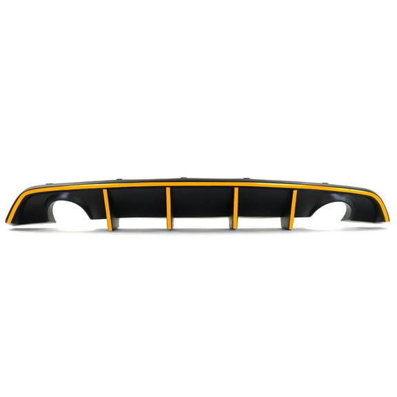 Ikon Motorsports Rear Diffuser w/ Yellow Reflective Tape Compatible with 12-14 Dodge Charger SRT8 V2 Style Rear Bumper Lip With Yellow Safety Visible Reflective Tape - PP