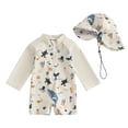 thumbnail image 3 of WIBACKER 0-5T Toddler Boy Rash Guard Swimsuit with Hat Kids Long Sleeve One Piece Zipper Swimwear Sunsuit Infant Beachwear, 3 of 9