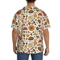 thumbnail image 5 of Xecao offers the Thanksgiving Food for Men's Casual Short-sleeved Shirt, a button-up collared shirt with a pocket, perfect for beach vacations and yacht travel in the Large size., 5 of 7