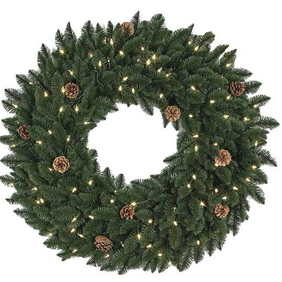 36 in. Mixed Grand Fir Wreath with Twinkle Lights