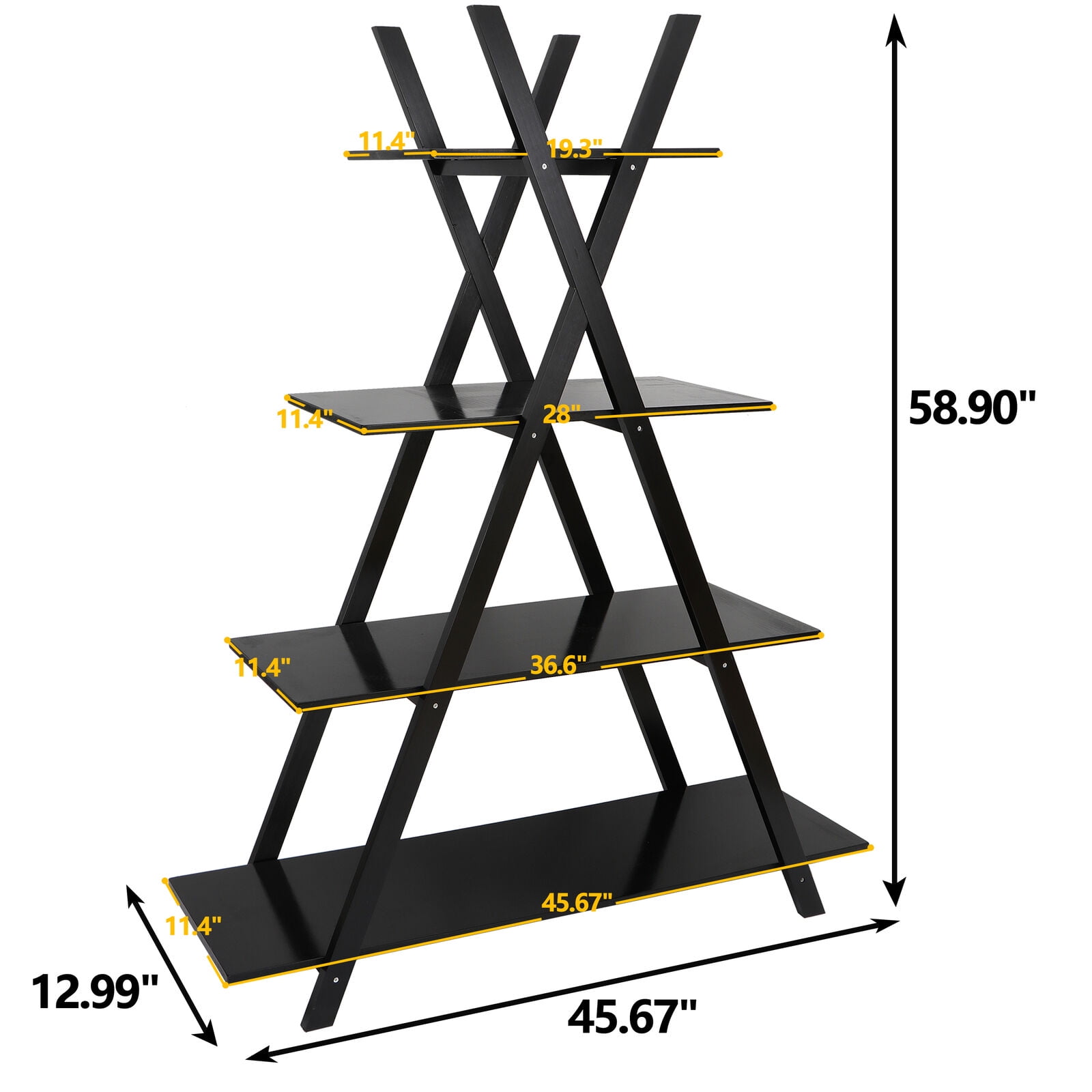 ZENSTYLE 4 Tiers A Shaped Bookshelf Organizer Media Storage Cabinet RackZENSTYLE 4 Tiers A Shaped Bookshelf Organizer Media Storage Cabinet Rack