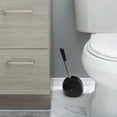 thumbnail image 3 of Bath Bliss 2 Pack Ceramic Dome Toilet Brush & Holder in Black, 3 of 6