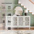 thumbnail image 5 of 60" Sideboard Buffet Cabinet with Storage, Antique Accent Wine Bar Storage Cabinet with Adjustable Shelf, Credenza Console Table for Dining Room, White, 5 of 9