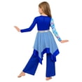 thumbnail image 2 of Haitryli Praise Dance Dress for Girls Printed Overlay Tunic with Wide-leg Pants Worship Liturgical Lyrical Dancewear Blue 8, 2 of 5