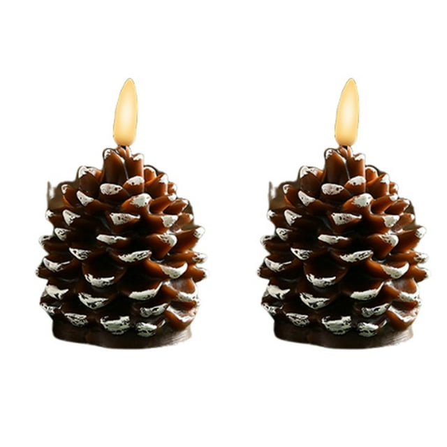 Yuarrent 2 luces de piña color avellana para navideña, alimentadas por batería, LED, cálidas y cómodas, luz natural pura y navideña. Iluminación novedosa Borde blanco marrón