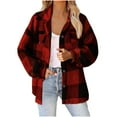 thumbnail image 2 of Elvqul Womens Sherpa Jacket Button up Outerwear with Pockets Plaid Sweaters Long Sleeve Coat for Women Thermal, 2 of 5