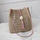thumbnail image 5 of Qarigey Bolso de hombro de paja para mujer, bolso de mano, estuche de viaje, bandolera, bolsos de mano de gran capacidad, organizadores, bolsos de cubo Bolsas de mensajero y de hombro Rosado Qarigey AP014382-01, 5 of 6