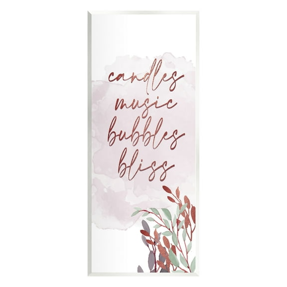 Stupell Industries Pink Bathroom Words Botanical & Floral Painting Unframed Art Print Wall Art, 7 x 17
