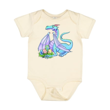 

Inktastic Blue Easter Dragon with Painted Eggs Gift Baby Boy or Baby Girl Bodysuit