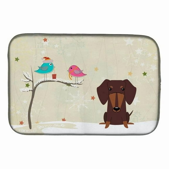 Christmas Presents between Friends Dachshund Chocolate Dish Drying Mat
