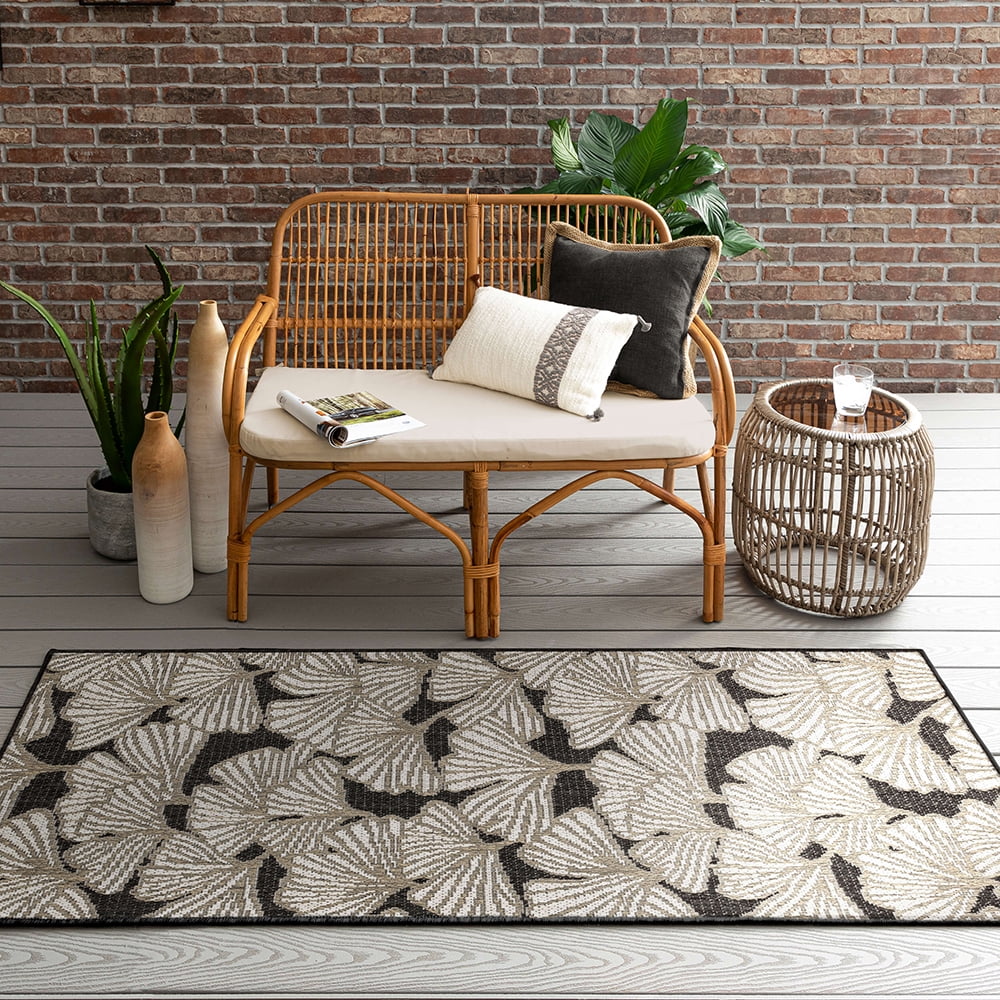 Mohawk Home Jade Butterfly Outdoor Area Rug, Dark Grey, 2' 6" x 6'