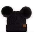 thumbnail image 2 of Women's C.C Beanie Solid Winter Double Pom Pom Beanie Hat (HAT2055, HAT2055-S), 2 of 9