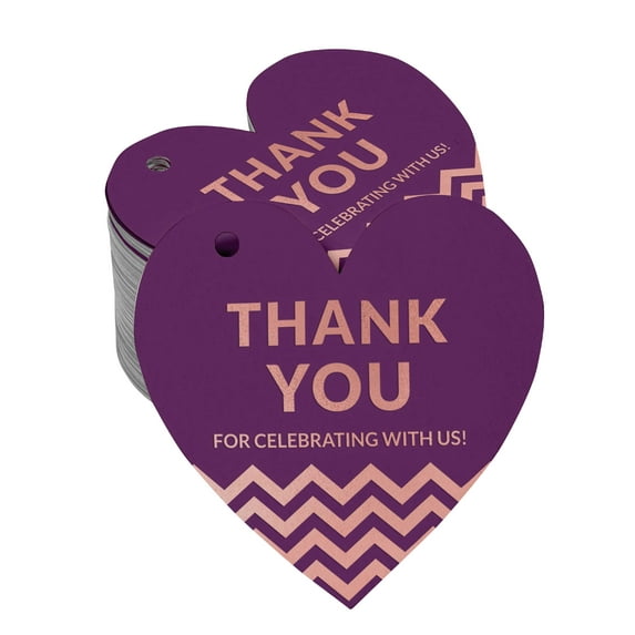 Inkdotpot Real Rose Gold Foil Thank You For Celebrating With Us Bridal Shower-Baby Shower-Retirement-Wedding-Birthday Tag Favor Hang Paper Tag 50 Pieces