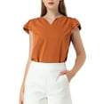 thumbnail image 1 of INSPIRE CHIC Blouse de Travail à Manches Courtes Col en V Uni pour Femmes, 1 of 6