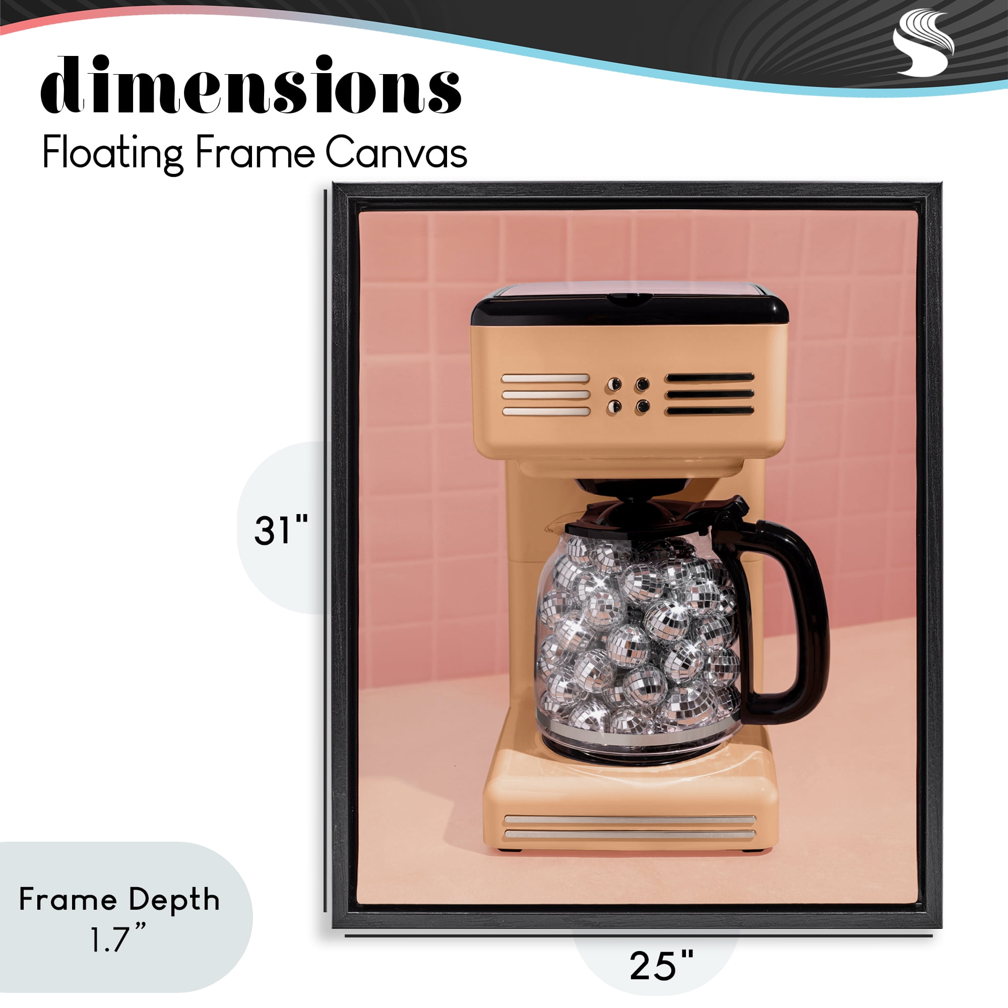 Stupell Industries Disco Coffee Maker over Orange Black Framed Floater Canvas Wall Art, design by LISH Creative