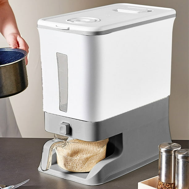 RKSTN storage jar Rice Bucket Box Household Sealed Large Capacity Insect Proof Dampness-proof Flour Miscellaneous Grains Press Storage Tank One Click Grain Release With Rice Cup