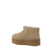 Ugg Womens Classic Ultra Mini Platform Suede Sherpa Ankle Boots