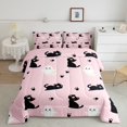 thumbnail image 2 of Feelyou Kawaii Cat Kitten Queen Comforter Set for Kids, Cartoon Animal Lover Bedding Sets, Girly Pink Cartoon Reversible Bedding Comforter Set, Ultra Soft Bedroom Decor, 3-Piece, 2 of 8