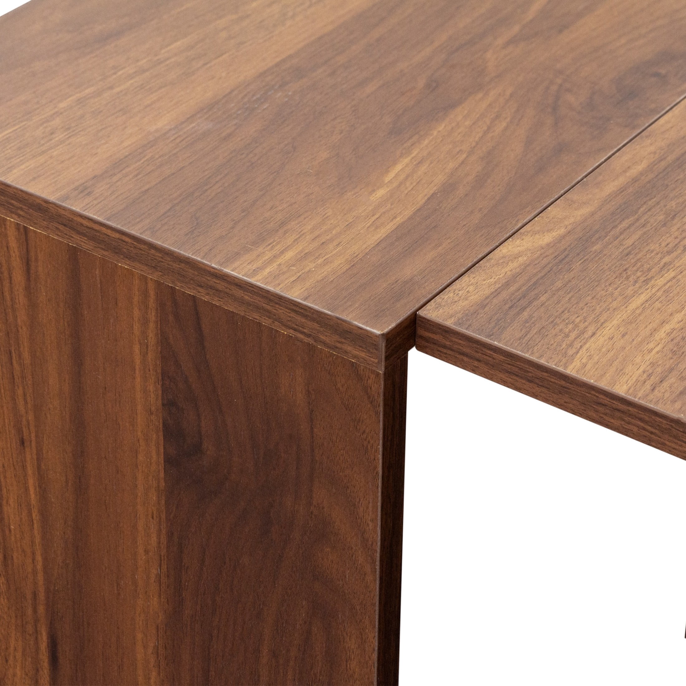 Noble House Kirk 118.1" Extendable Console Dining Table, MDF and Chipboard, Modern Space-Saving Leaf System, Walnut