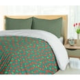 thumbnail image 5 of Ambesonne Floral Duvet Cover Sets, Small Flowers Print Blooming, 2-King, Vermilion Dark Seafoam, 5 of 7